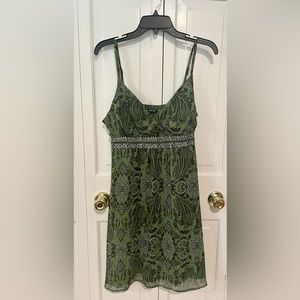 Apt. 9 Mini Spaghetti Strap Empire Olive Green Dress Sz L